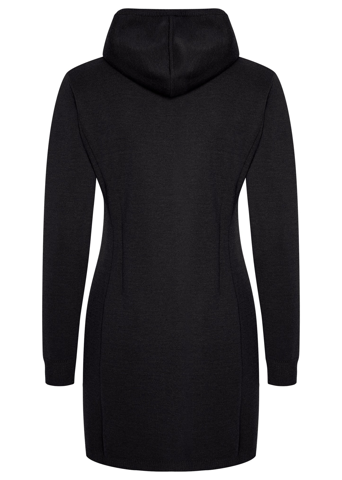 Lange Kapuzenstrickjacke