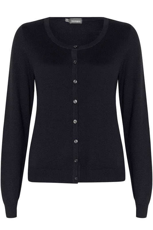 Struktur Rundhalsstrickjacke